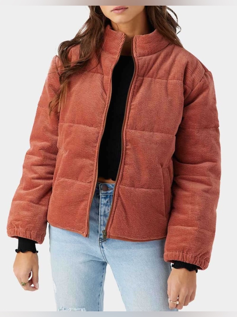 O'Neill Corduroy Puffer Jacket - Rust Orange